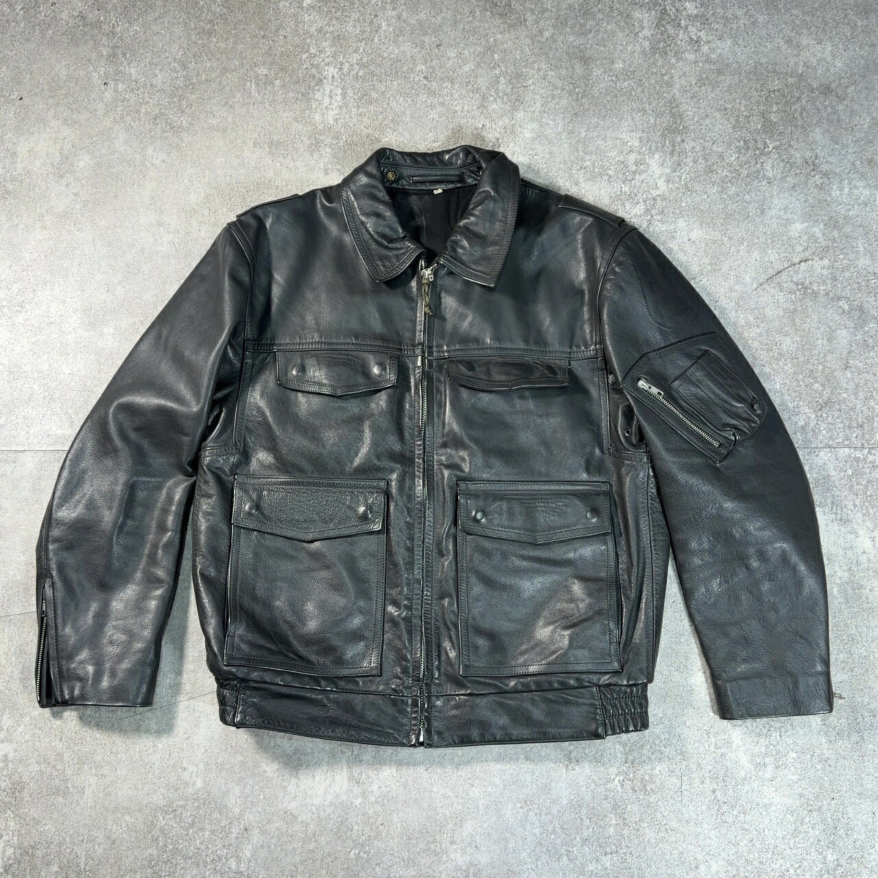 POLIZEI German Police Leather Jacket Black Size 44