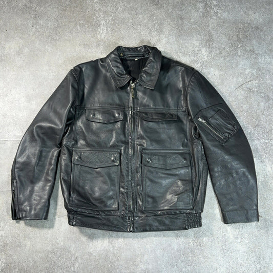 POLIZEI German Police Leather Jacket Black Size 44