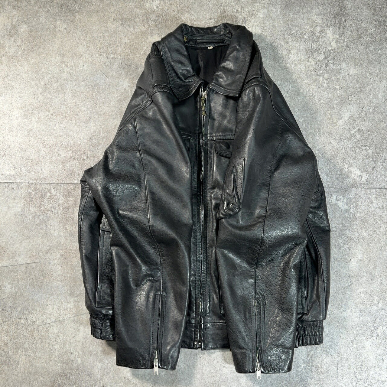 POLIZEI German Police Leather Jacket Black Size 44