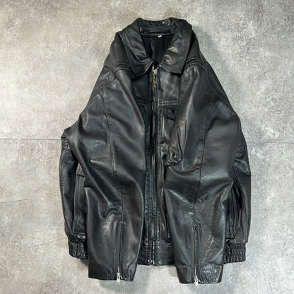 POLIZEI German Police Leather Jacket Black Size 44