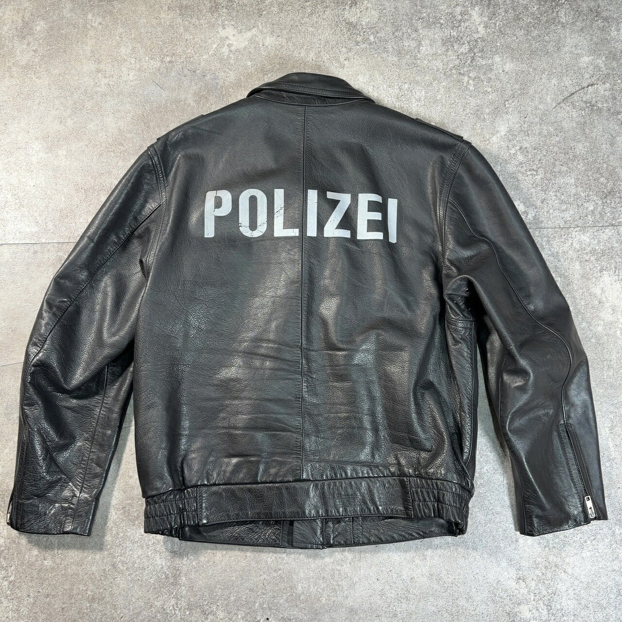 POLIZEI German Police Leather Jacket Black Size 44