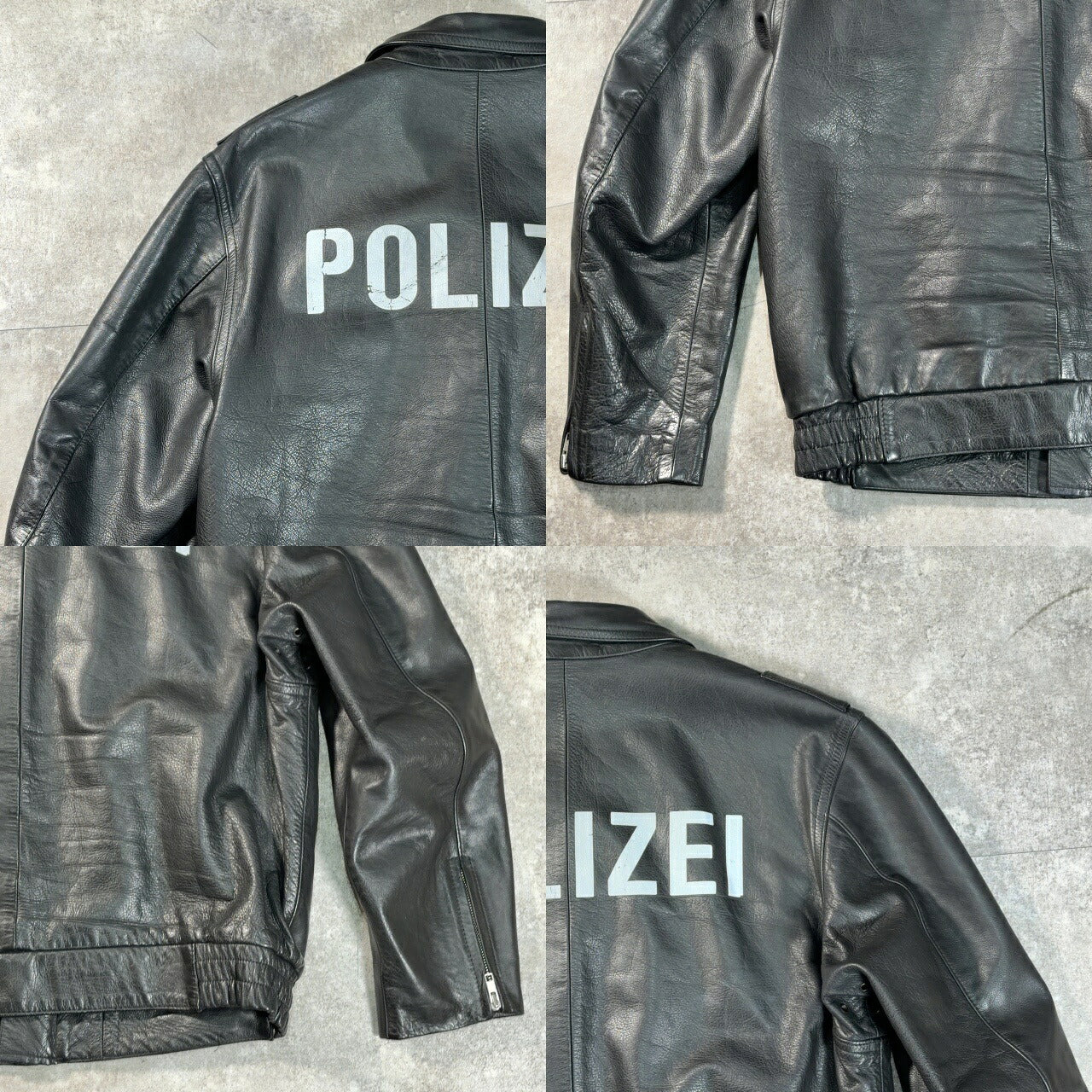 POLIZEI German Police Leather Jacket Black Size 44