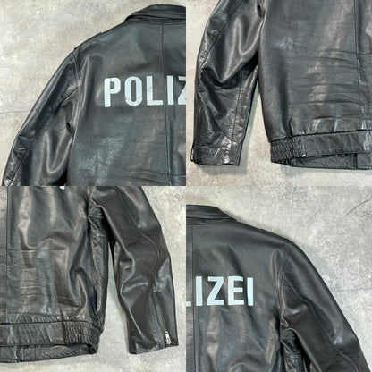 POLIZEI German Police Leather Jacket Black Size 44
