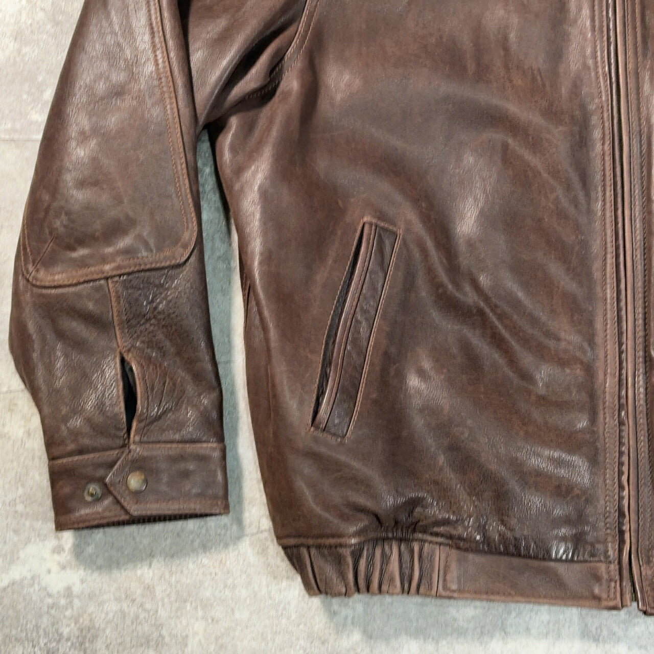 ST. JOHN'S BAY 00s Elbow Patch Leather Jacket Brown Size XL