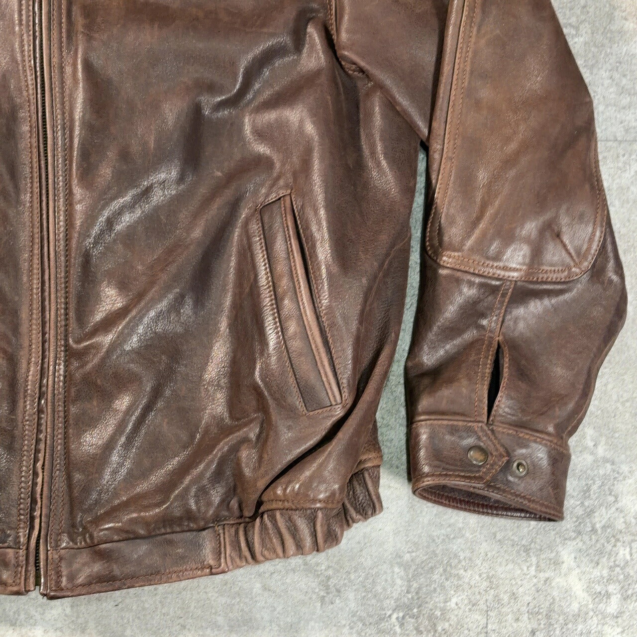 ST. JOHN'S BAY 00s Elbow Patch Leather Jacket Brown Size XL