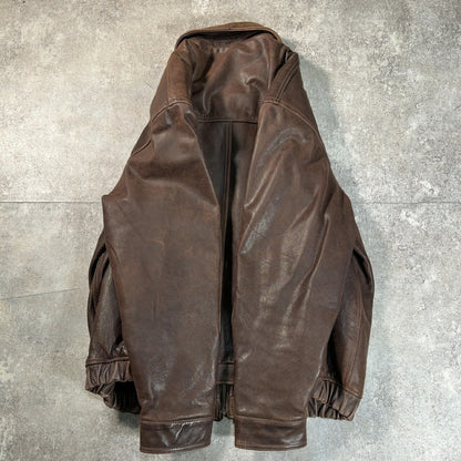ST. JOHN'S BAY 00s Elbow Patch Leather Jacket Brown Size XL