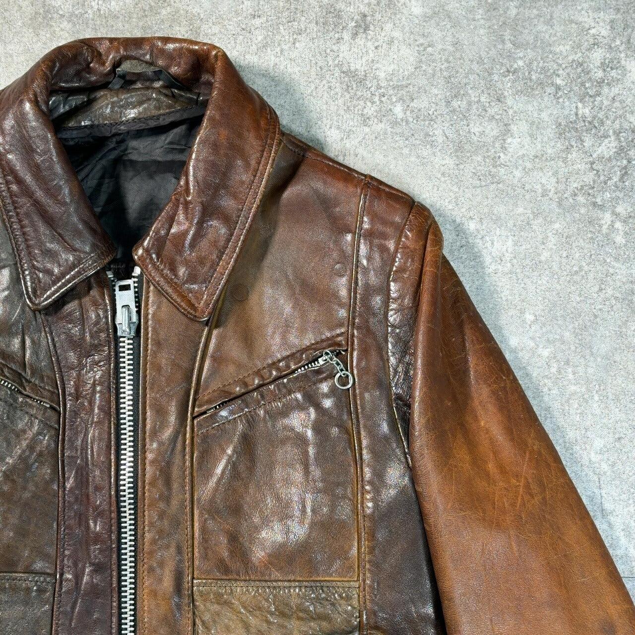 Schott 70s/80s Vintage Leather Trucker Jacket Brown Size S
