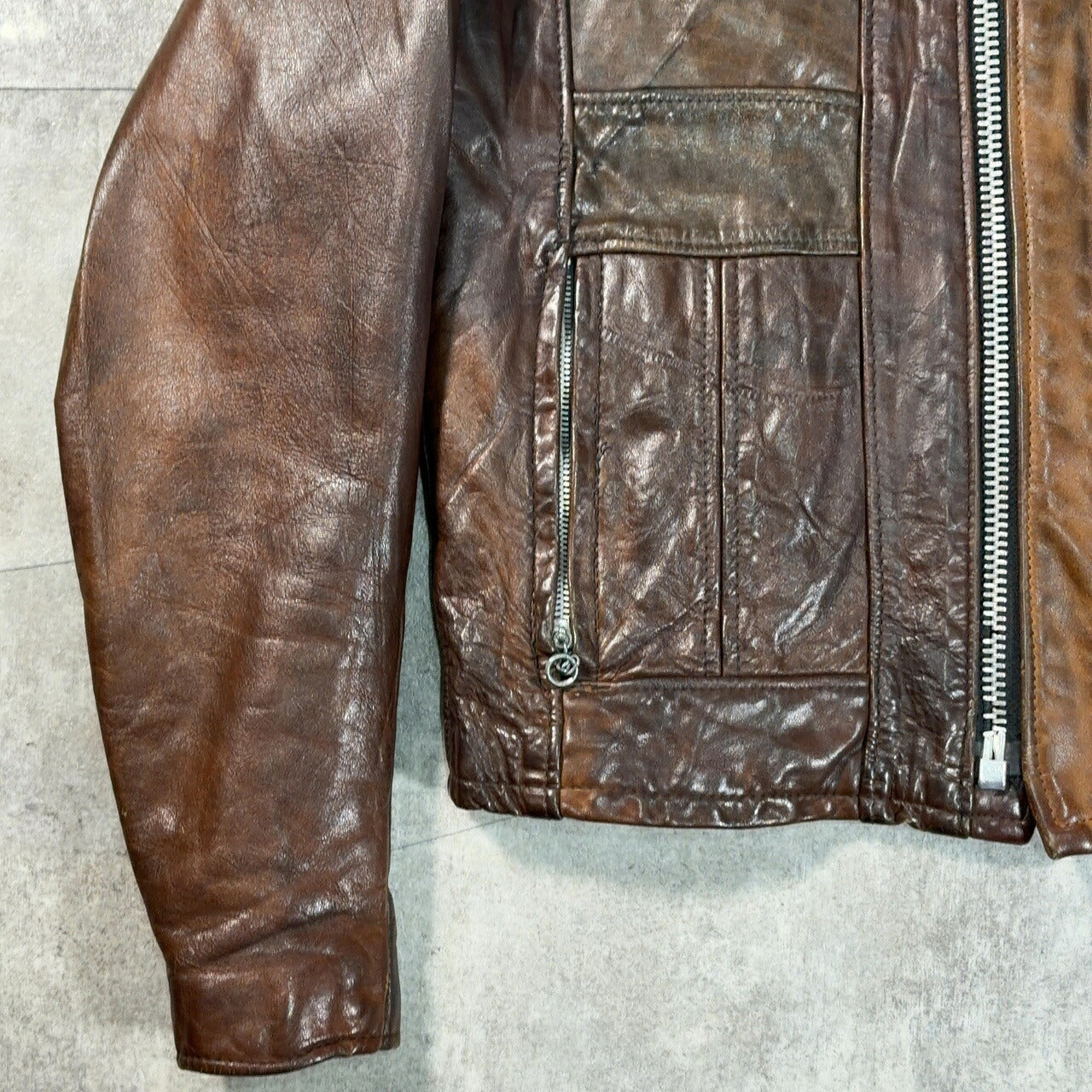 Schott 70s/80s Vintage Leather Trucker Jacket Brown Size S