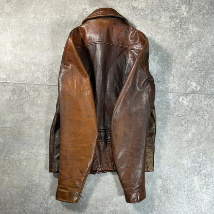 Schott 70s/80s Vintage Leather Trucker Jacket Brown Size S