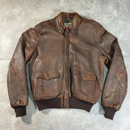 L.L.Bean 80s A-2 Leather Flight Jacket Brown Size 40R