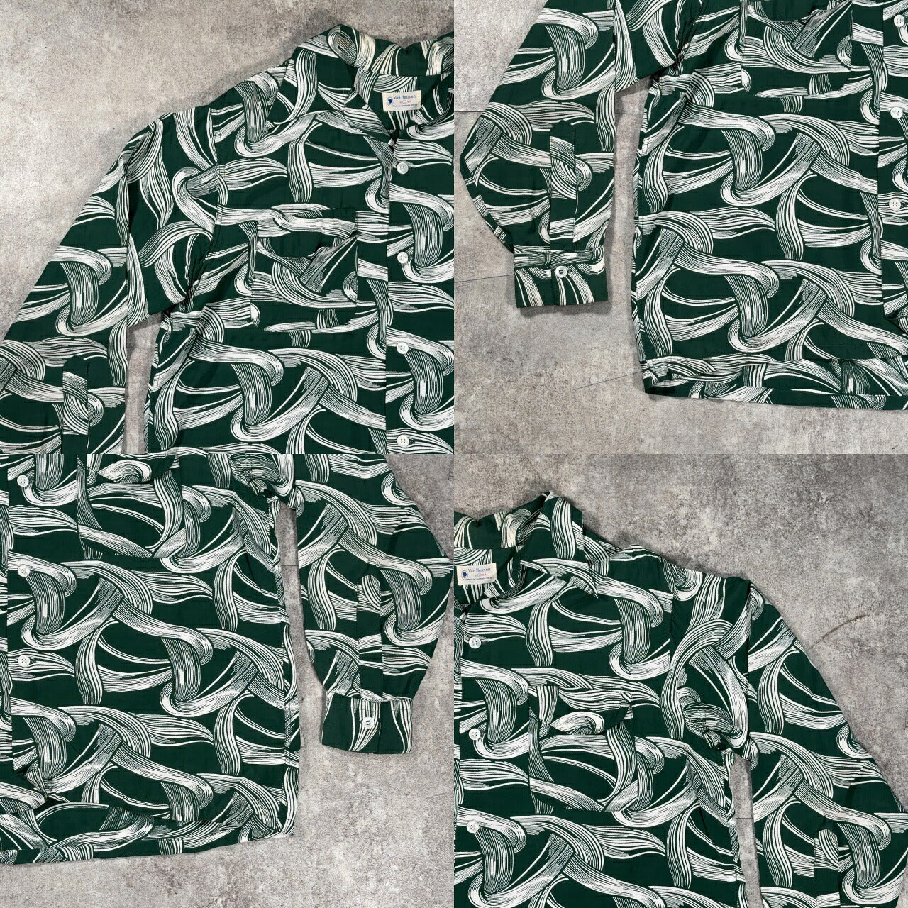 ITRQOQOP 50s Vintage Open Collar Rayon Shirt Size L