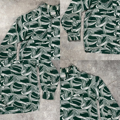 ITRQOQOP 50s Vintage Open Collar Rayon Shirt Size L