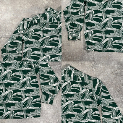 ITRQOQOP 50s Vintage Open Collar Rayon Shirt Size L