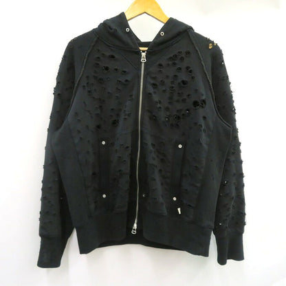 FAF(FAKE ASS FLOWERS) Damaged Zip Hoodie Black Size M