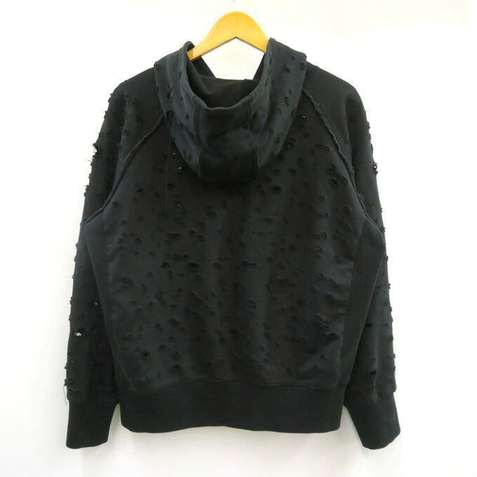 FAF(FAKE ASS FLOWERS) Damaged Zip Hoodie Black Size M