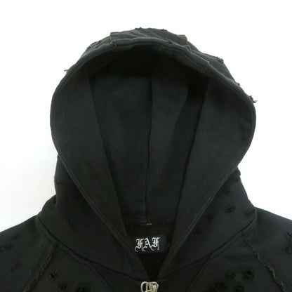 FAF(FAKE ASS FLOWERS) Damaged Zip Hoodie Black Size M
