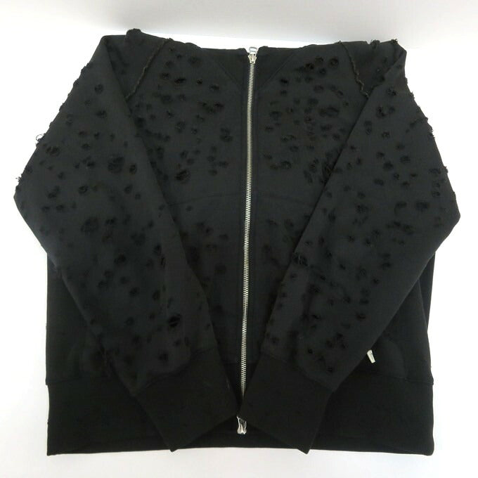 FAF(FAKE ASS FLOWERS) Damaged Zip Hoodie Black Size M