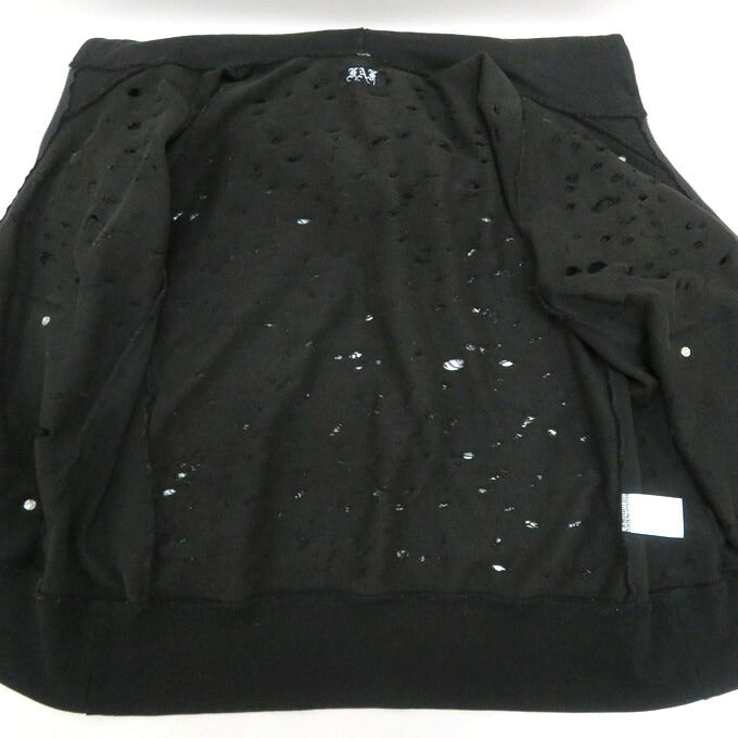FAF(FAKE ASS FLOWERS) Damaged Zip Hoodie Black Size M