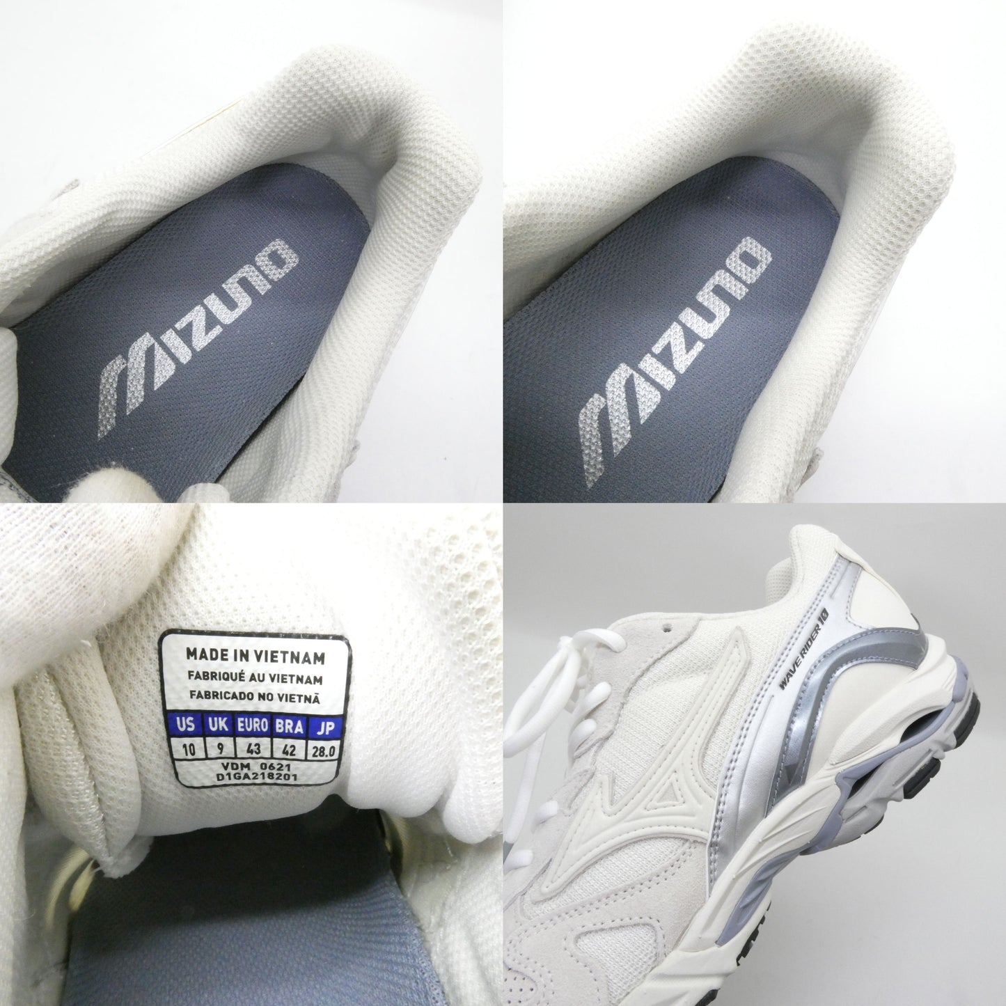 MIZUNO WAVE RIDER 10 White Grey Sneakers