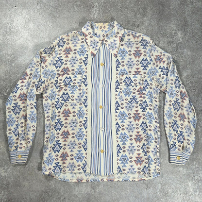 ITG 40s Vintage Geometric Open Collar Shirt Size L