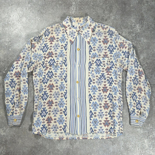 ITG 40s Vintage Geometric Open Collar Shirt Size L