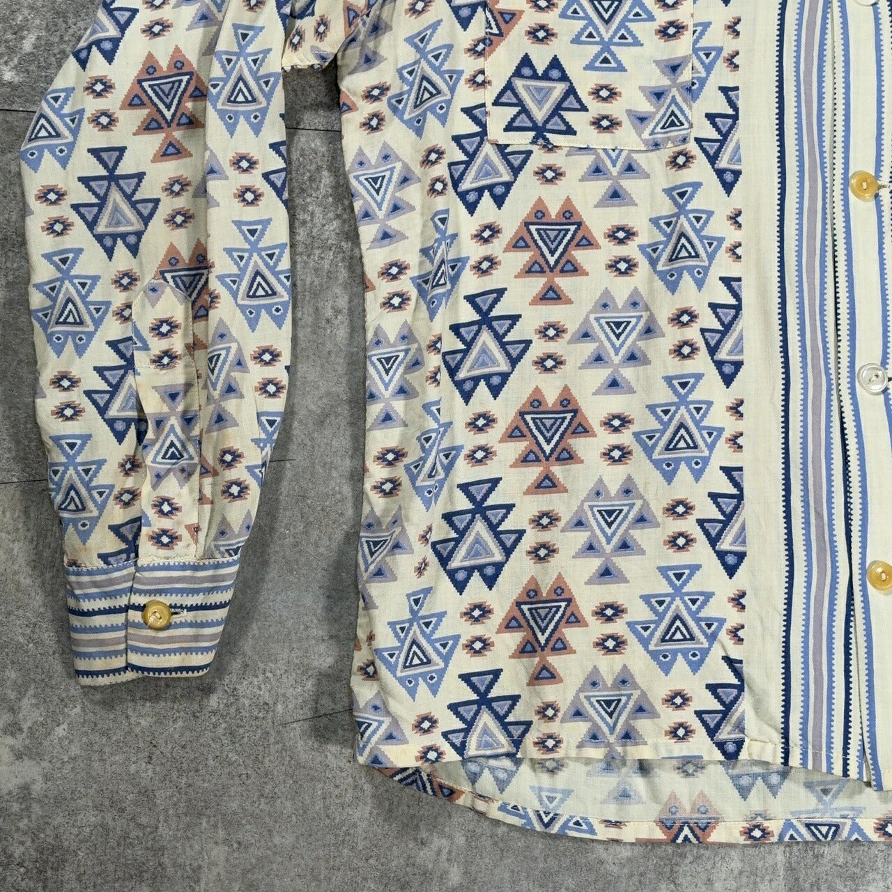 ITG 40s Vintage Geometric Open Collar Shirt Size L