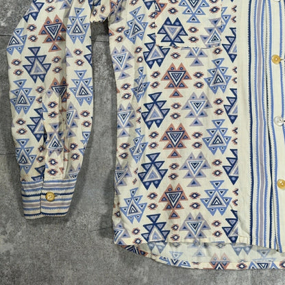 ITG 40s Vintage Geometric Open Collar Shirt Size L