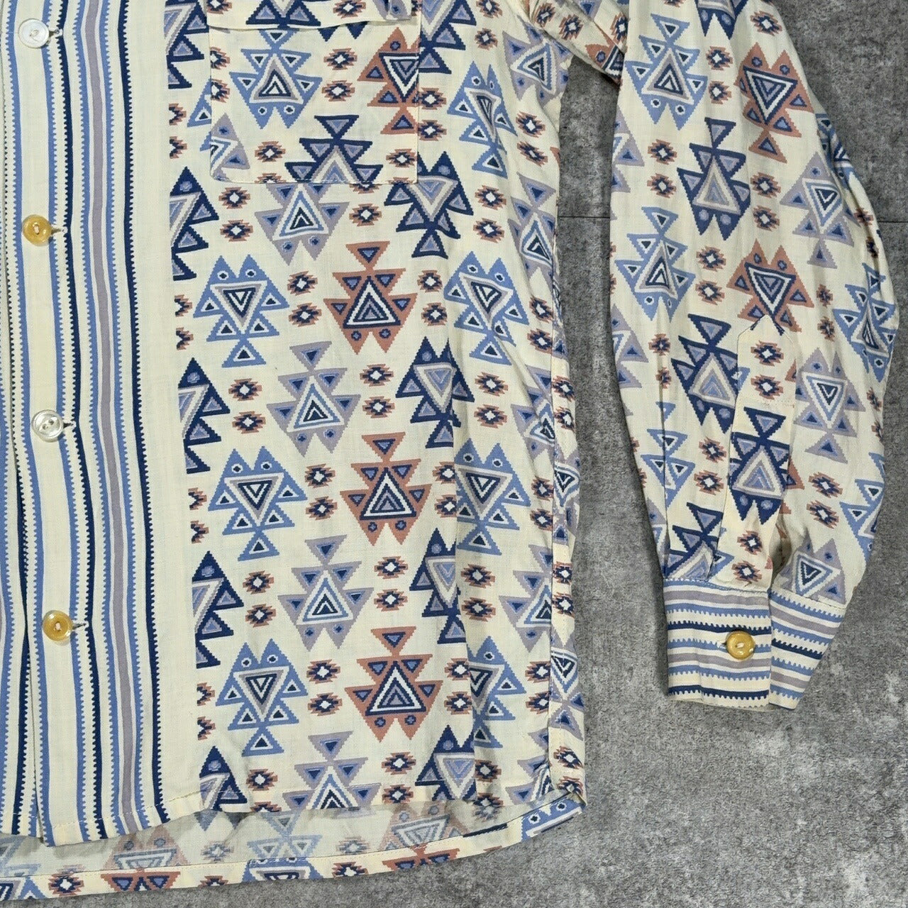 ITG 40s Vintage Geometric Open Collar Shirt Size L