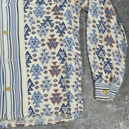 ITG 40s Vintage Geometric Open Collar Shirt Size L