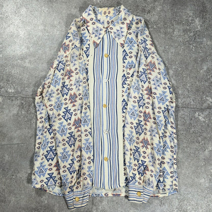 ITG 40s Vintage Geometric Open Collar Shirt Size L