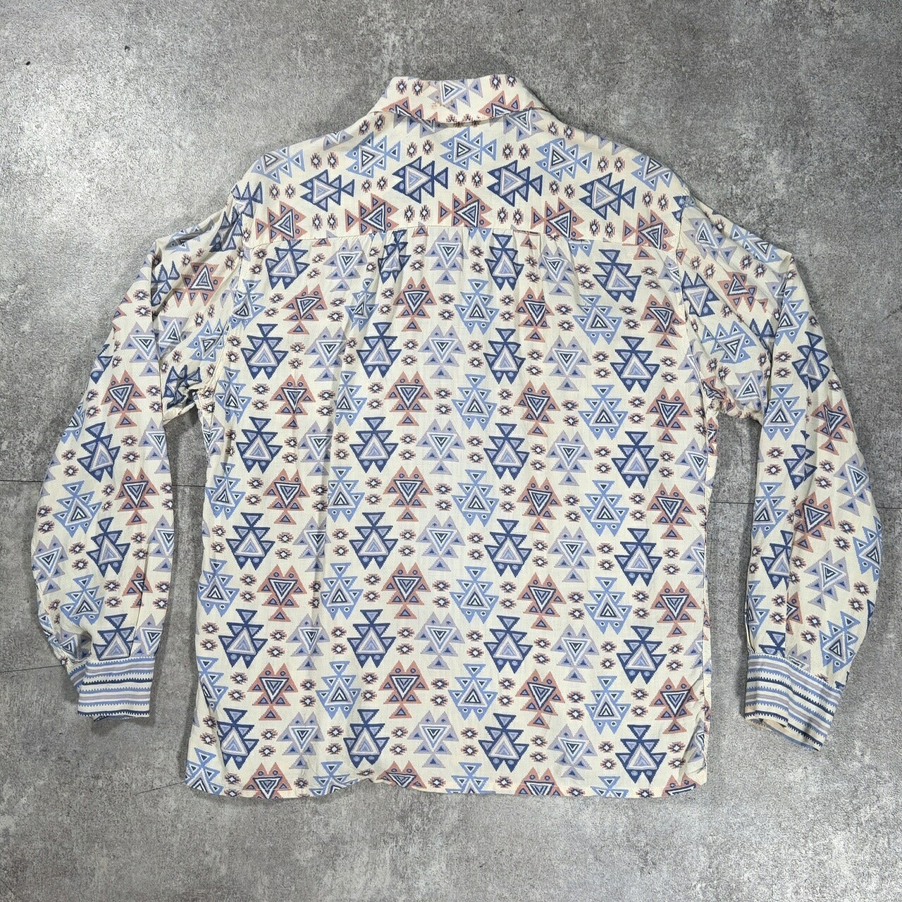 ITG 40s Vintage Geometric Open Collar Shirt Size L
