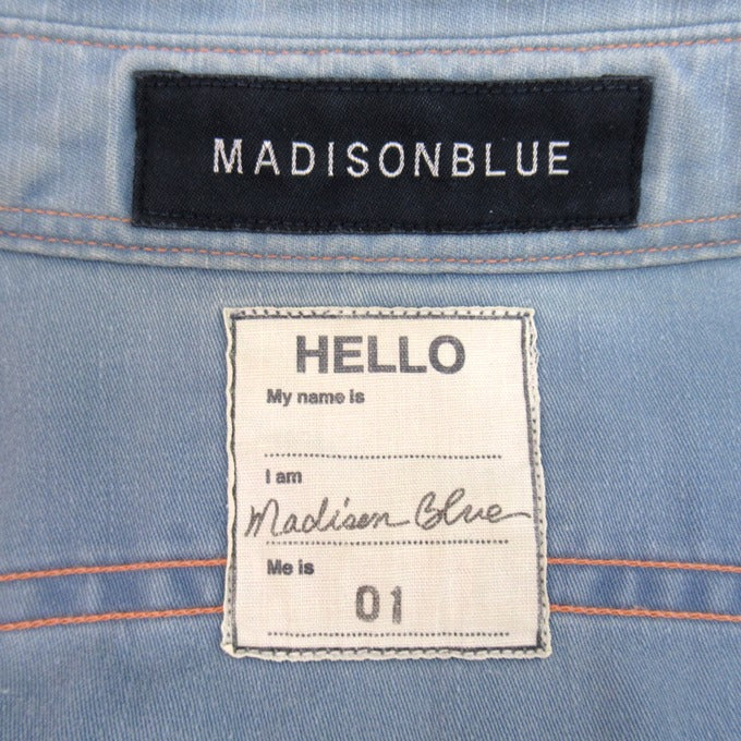 MADISON BLUE Hampton Back Satin Shirt Sax Blue Size 01