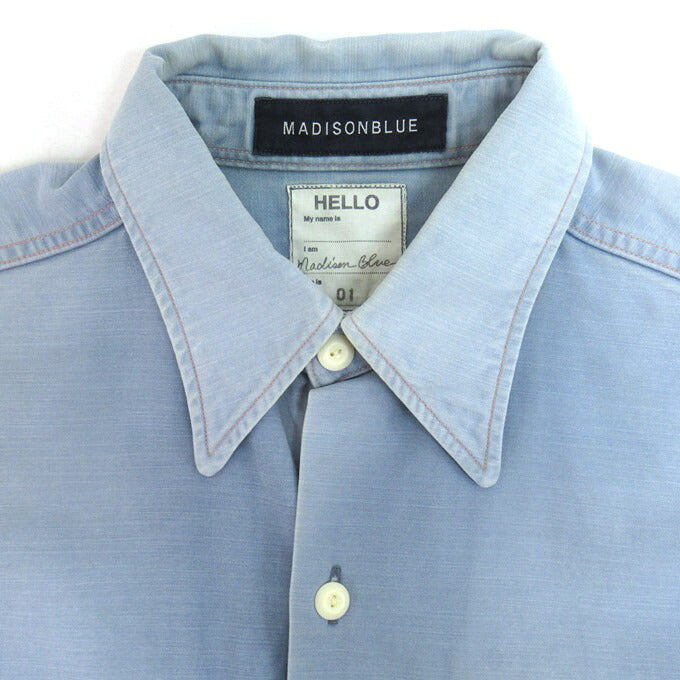 MADISON BLUE Hampton Back Satin Shirt Sax Blue Size 01
