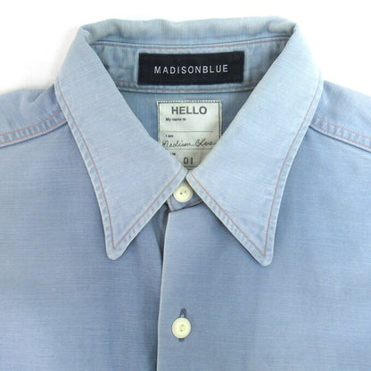 MADISON BLUE Hampton Back Satin Shirt Sax Blue Size 01