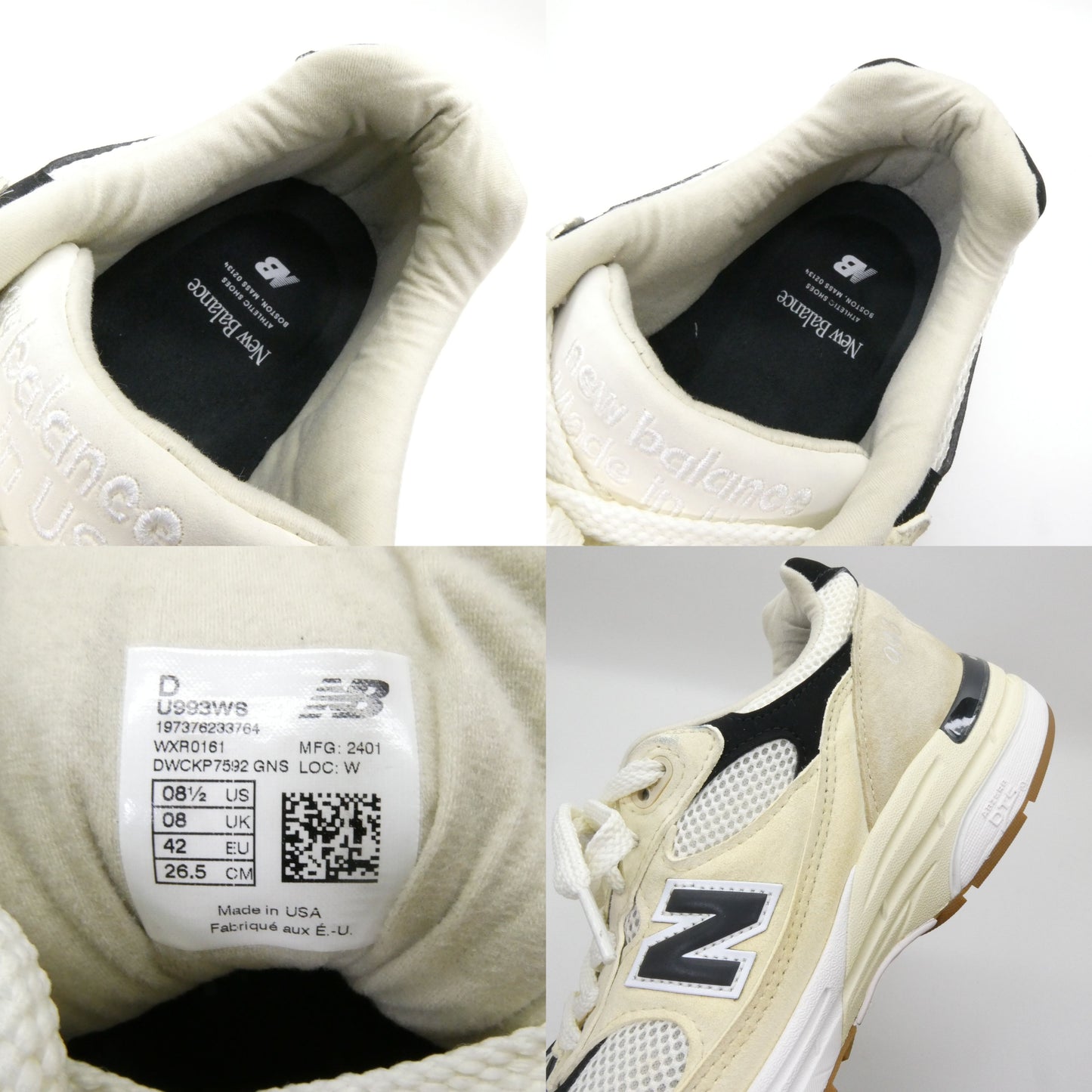 New Balance U993WS Made in USA Sea Salt Black Sneakers