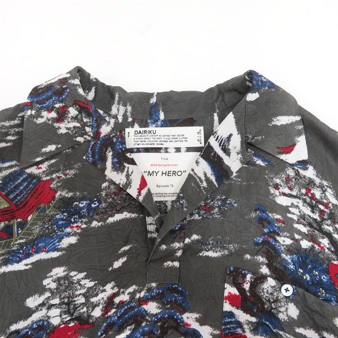 DAIRIKU 24SS "Cliff" Aloha Rib Shirt Charcoal Size M