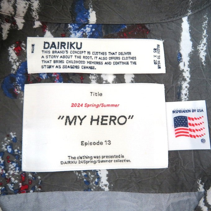DAIRIKU 24SS "Cliff" Aloha Rib Shirt Charcoal Size M