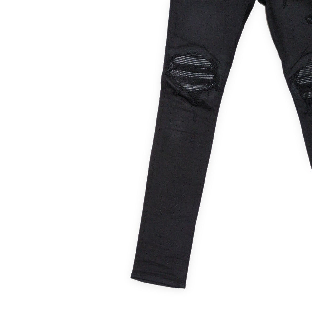 AMIRI MX1 Black Leather Patch Skinny Jeans Size 30