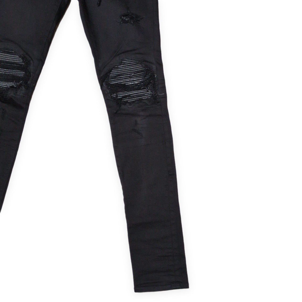 AMIRI MX1 Black Leather Patch Skinny Jeans Size 30