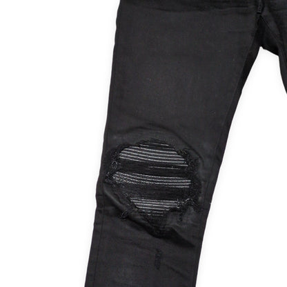 AMIRI MX1 Black Leather Patch Skinny Jeans Size 30