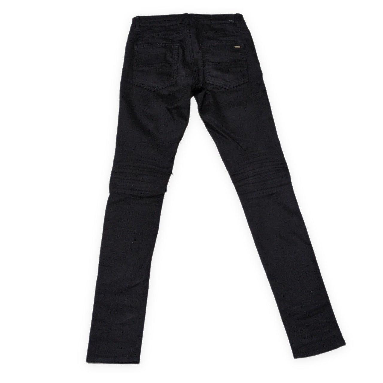 AMIRI MX1 Black Leather Patch Skinny Jeans Size 30