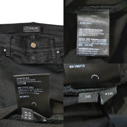 AMIRI MX1 Black Leather Patch Skinny Jeans Size 30