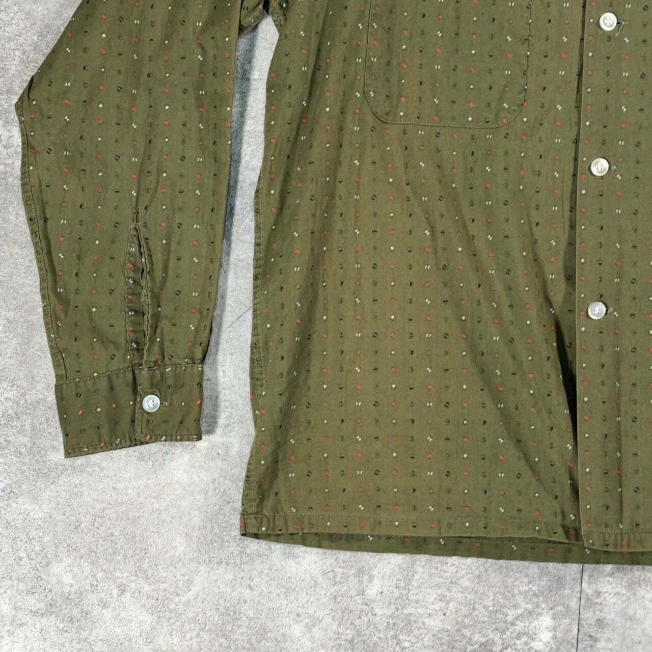 Amberley L 60s Vintage Green Print Long Sleeve Shirt Size M