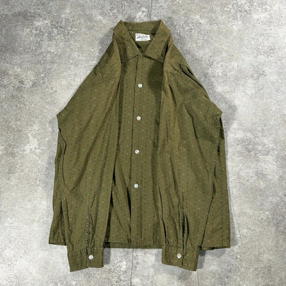 Amberley L 60s Vintage Green Print Long Sleeve Shirt Size M