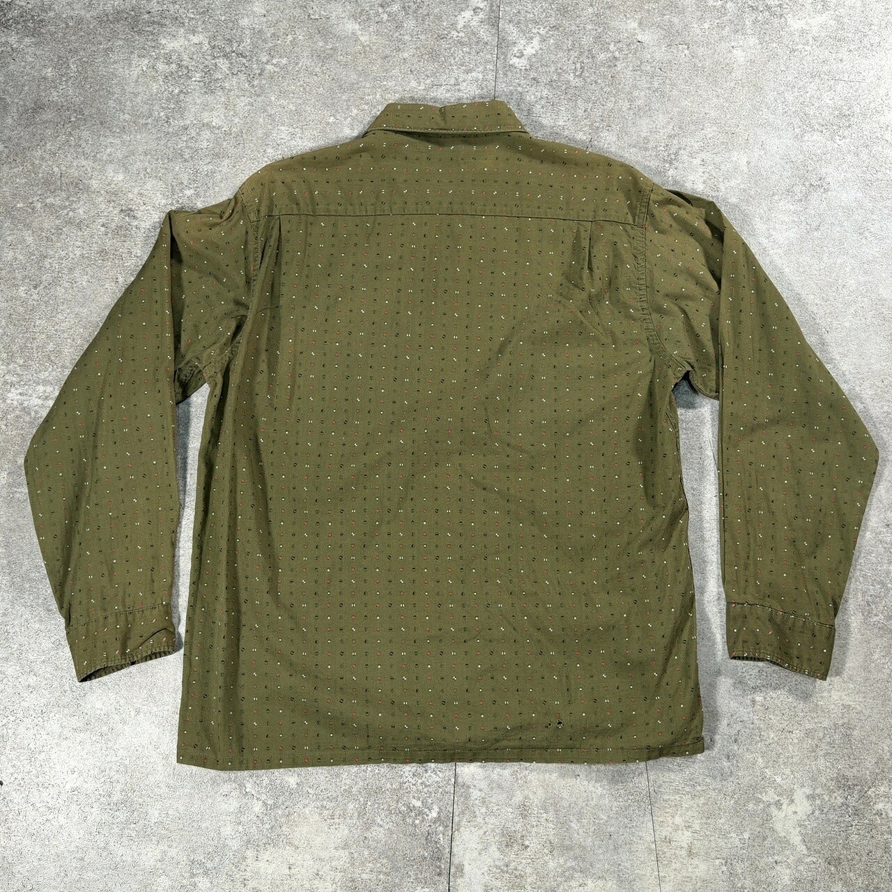 Amberley L 60s Vintage Green Print Long Sleeve Shirt Size M