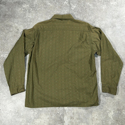Amberley L 60s Vintage Green Print Long Sleeve Shirt Size M