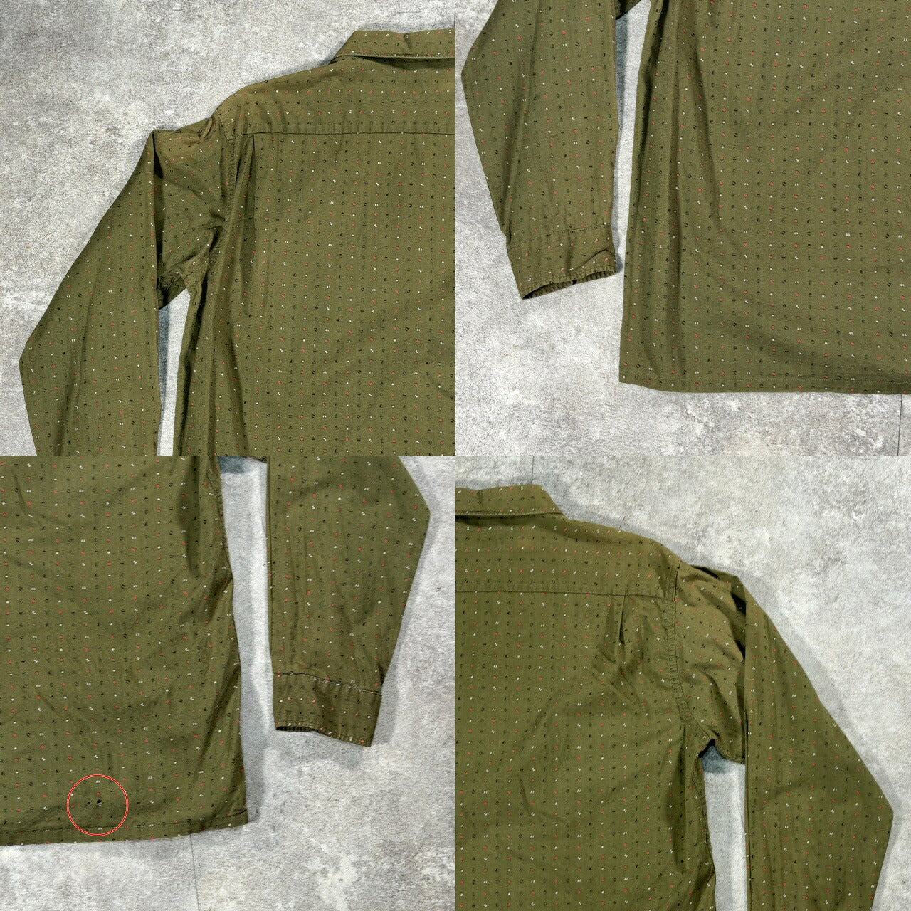 Amberley L 60s Vintage Green Print Long Sleeve Shirt Size M