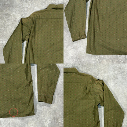 Amberley L 60s Vintage Green Print Long Sleeve Shirt Size M