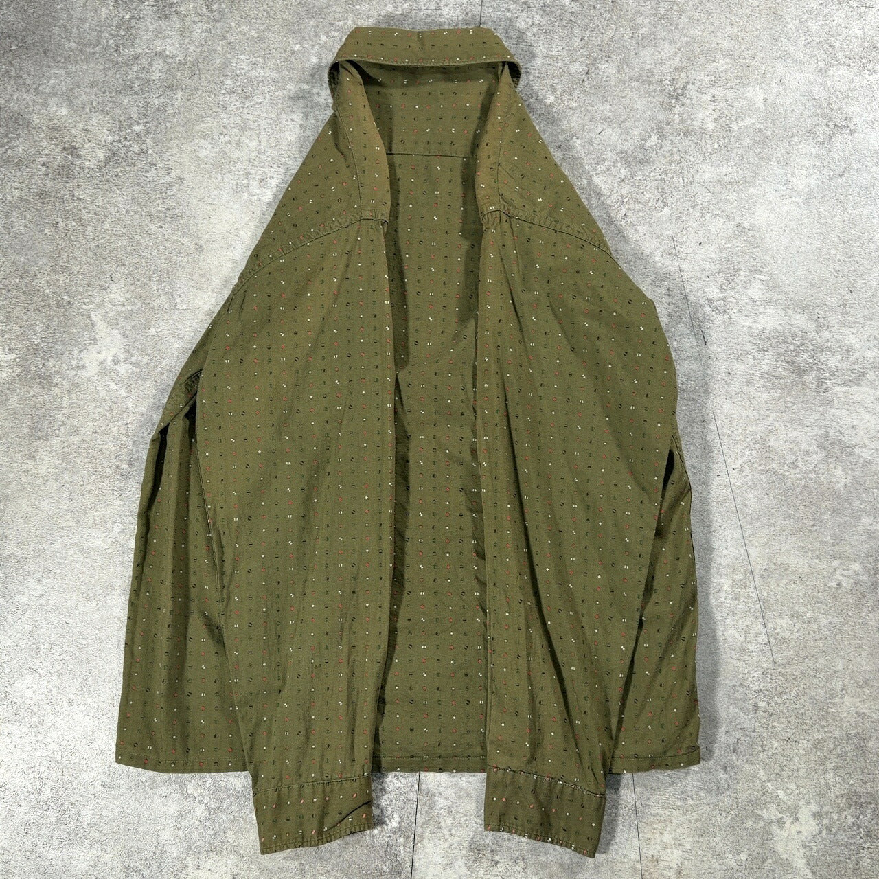 Amberley L 60s Vintage Green Print Long Sleeve Shirt Size M