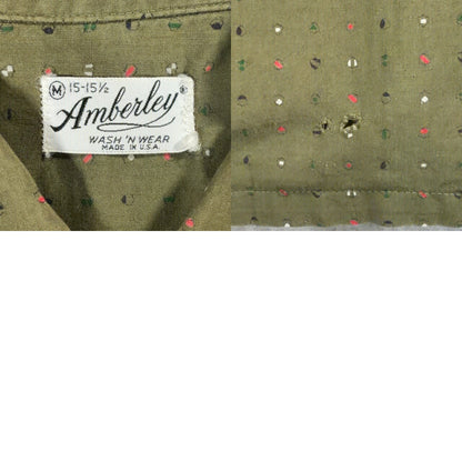 Amberley L 60s Vintage Green Print Long Sleeve Shirt Size M